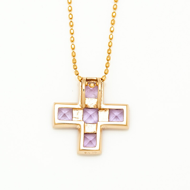 umu -アム- FINE JEWELRY STUIDIOK18 ローズアメシスト クロスモチーフ ペンダントトップ 「tin」pn0364_u.jpg