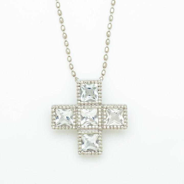 umu -アム- FINE JEWELRY STUIDIOK18 ホワイトトパーズ クロスモチーフ ペンダントトップ 「tin」pn0366_m.jpg