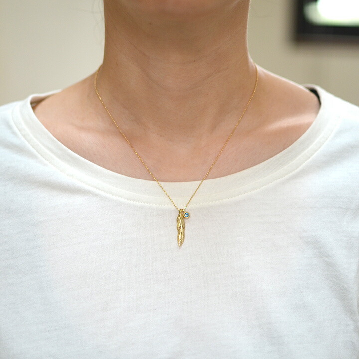 umu -アム- FINE JEWELRY STUIDIOK18 サンタマリアアクアマリン フェザー ペンダント 「egretta」pn0380_i2.jpg