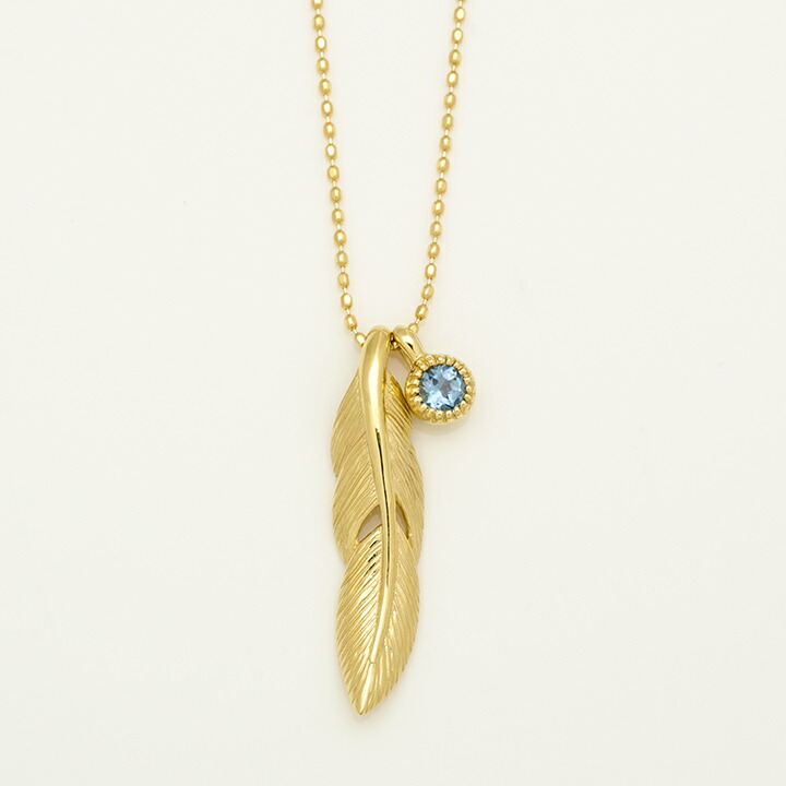 umu -アム- FINE JEWELRY STUIDIOK18 サンタマリアアクアマリン フェザー ペンダント 「egretta」pn0380_m.jpg