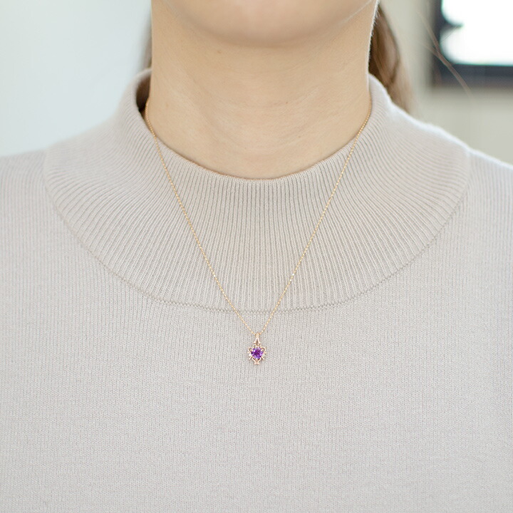 umu -アム- FINE JEWELRY STUIDIOK18 アメシスト ダイヤモンド ハート ペンダントトップ 「ninfa」pn0394_i2.jpg