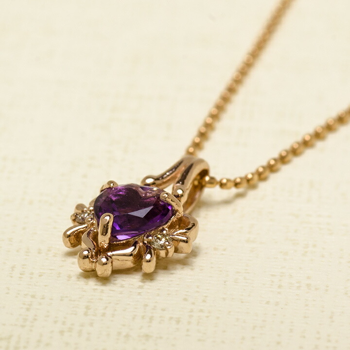 umu -アム- FINE JEWELRY STUIDIOK18 アメシスト ダイヤモンド ハート ペンダントトップ 「ninfa」pn0394_kanban2.jpg