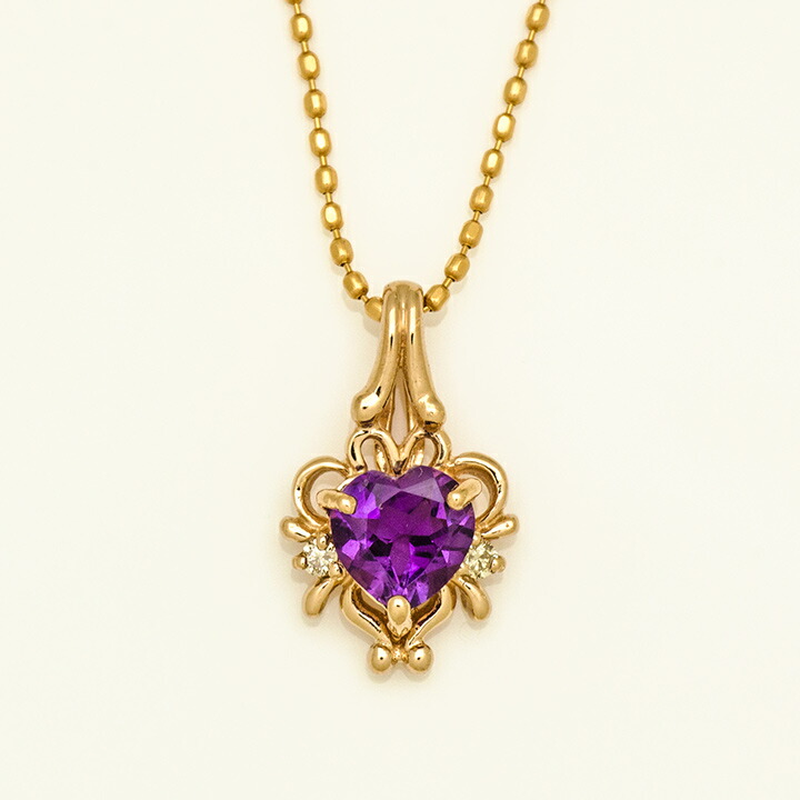 umu -アム- FINE JEWELRY STUIDIOK18 アメシスト ダイヤモンド ハート ペンダントトップ 「ninfa」pn0394_m.jpg