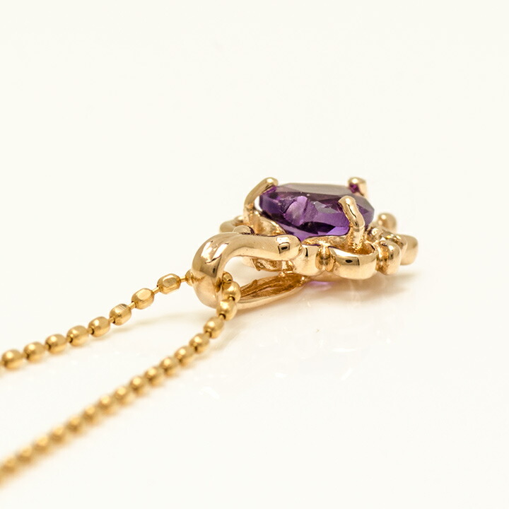 umu -アム- FINE JEWELRY STUIDIOK18 アメシスト ダイヤモンド ハート ペンダントトップ 「ninfa」pn0394_s.jpg