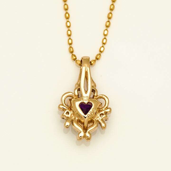 umu -アム- FINE JEWELRY STUIDIOK18 アメシスト ダイヤモンド ハート ペンダントトップ 「ninfa」pn0394_u.jpg