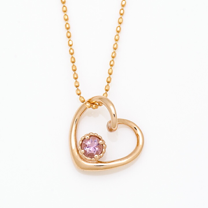 umu -アム- FINE JEWELRY STUIDIOK18 ピンクトルマリン オープンハート ペントップ 「molla」pn0412_m.jpg