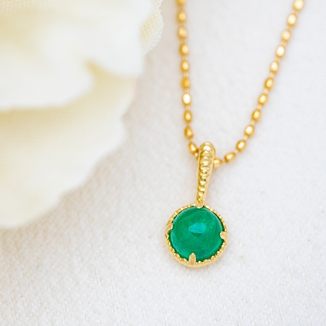 umu -アム- FINE JEWELRY STUIDIOカボション エメラルド ペンダントトップ 「amaretto」pn0445_1.jpg
