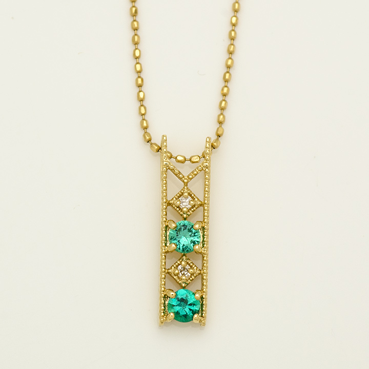 umu -アム- FINE JEWELRY STUIDIOK18 エメラルド ダイヤモンド ペンダントトップ 「blonda」pn0504_m.jpg