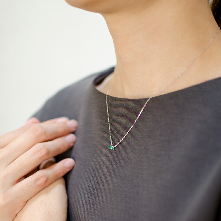 umu -アム- FINE JEWELRY STUIDIOカボション エメラルド ネックレス 「luna」pn0563_i3.jpg