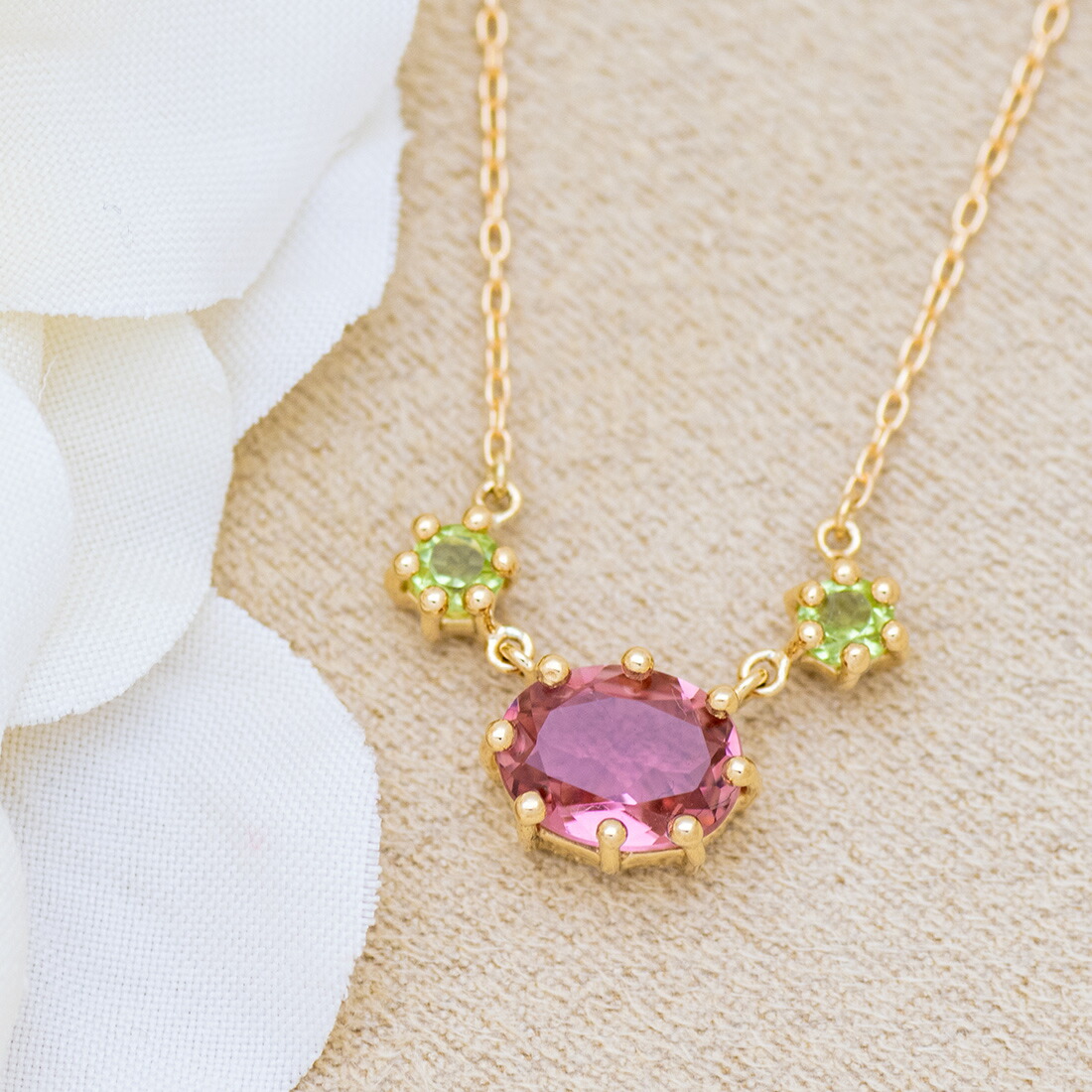 umu -アム- FINE JEWELRY STUIDIOピンクトルマリン ペリドット ネックレス 「dolco」pn0599_1.jpg