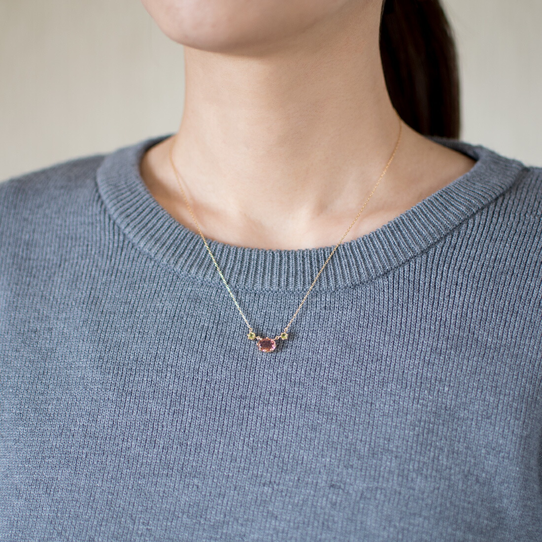 umu -アム- FINE JEWELRY STUIDIOピンクトルマリン ペリドット ネックレス 「dolco」pn0599_i2.jpg