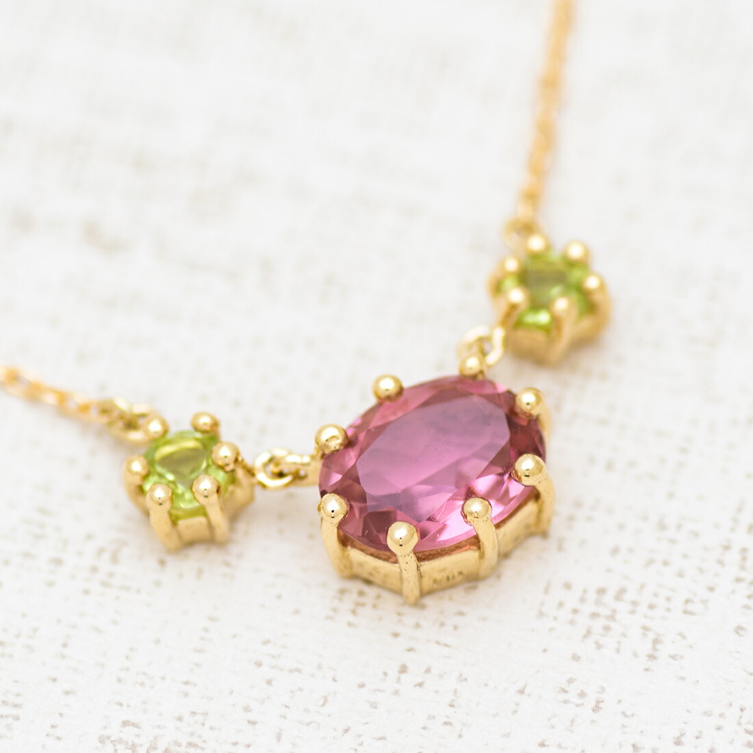 umu -アム- FINE JEWELRY STUIDIOピンクトルマリン ペリドット ネックレス 「dolco」pn0599_kanban2.jpg