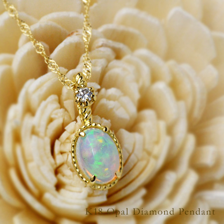 umu -アム- FINE JEWELRY STUIDIOK18 ライトオパール ダイヤモンド ペンダントトップ「spaiato」pn0612_1.jpg