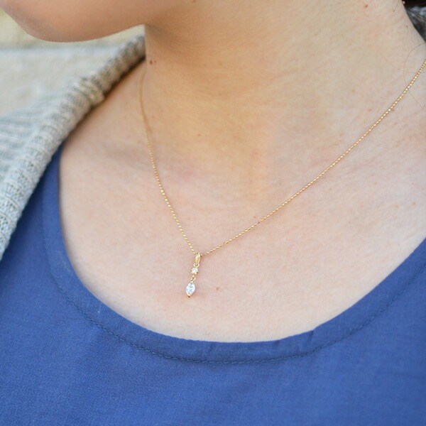 umu -アム- FINE JEWELRY STUIDIOK18 マーキスカット ダイヤモンド ペンダントトップpn0650_i2.jpg