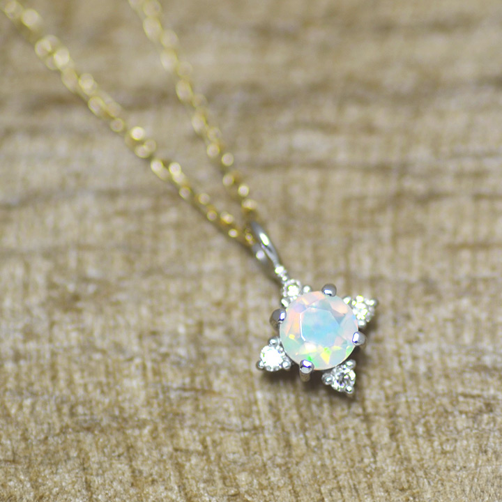 umu -アム- FINE JEWELRY STUIDIOK18/PT900 ライトオパール ダイヤモンド ペンダント 「Etoile」pn0655_3.jpg