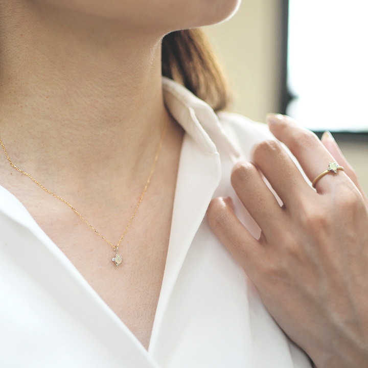 umu -アム- FINE JEWELRY STUIDIOK18/PT900 ライトオパール ダイヤモンド ペンダント 「Etoile」pn0655_7.jpg