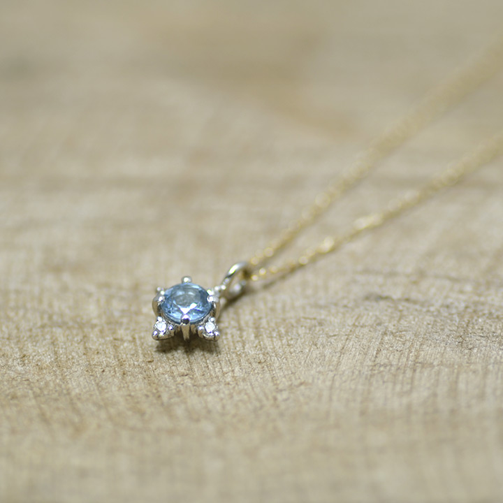 umu -アム- FINE JEWELRY STUIDIOK18/PT900 サンタマリア アクアマリン ダイヤモンド ペンダント 「Etoile」pn0656_4.jpg