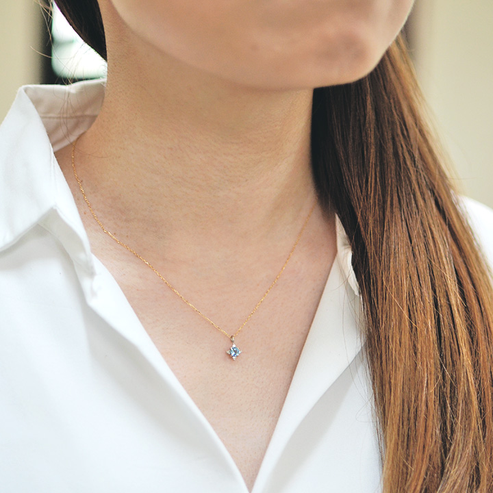 umu -アム- FINE JEWELRY STUIDIOK18/PT900 サンタマリア アクアマリン ダイヤモンド ペンダント 「Etoile」pn0656_8.jpg