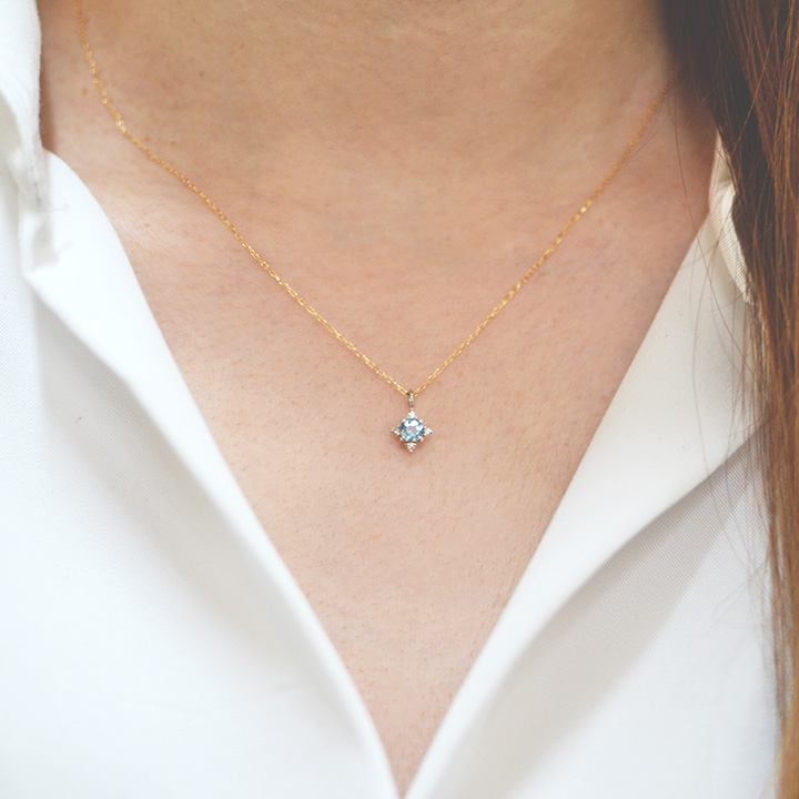 umu -アム- FINE JEWELRY STUIDIOK18/PT900 サンタマリア アクアマリン ダイヤモンド ペンダント 「Etoile」pn0656_9.jpg