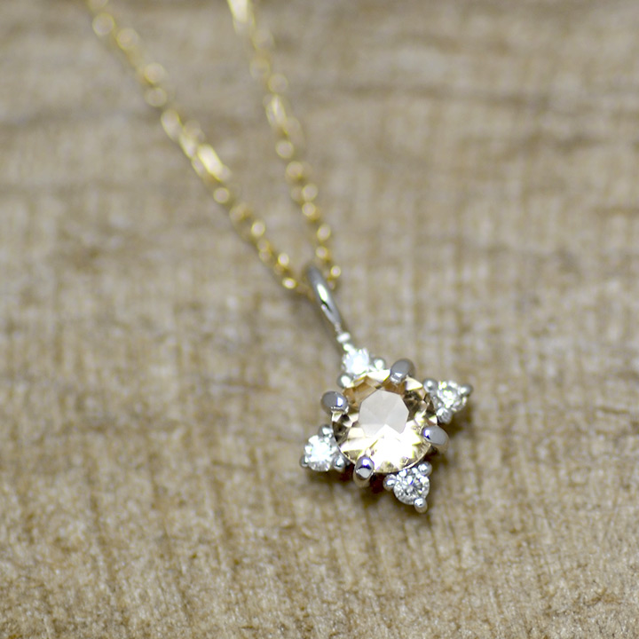 umu -アム- FINE JEWELRY STUIDIOK18/PT900 インペリアルトパーズ ダイヤモンド ペンダント 「Etoile」pn0657_3.jpg