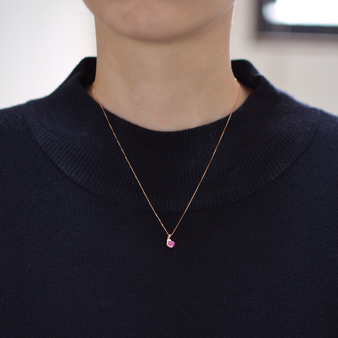 K18 ルベライト ダイヤモンド ペンダントトップ 「chiarita」[商品番号