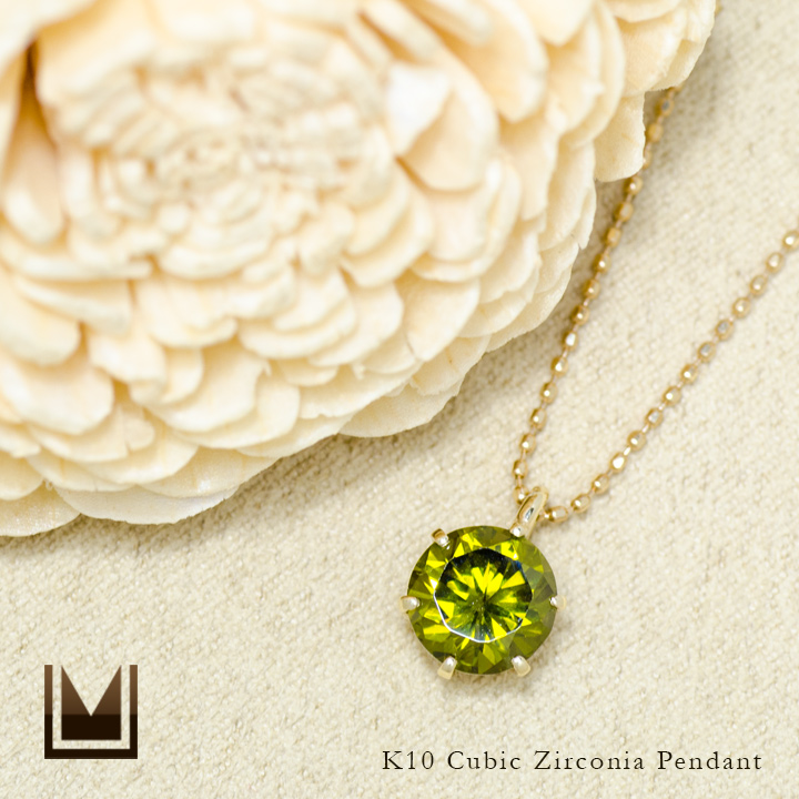 umu -アム- FINE JEWELRY STUIDIOオリーブカラー キュービックジルコニア ペンダントトップpn0691_1.jpg