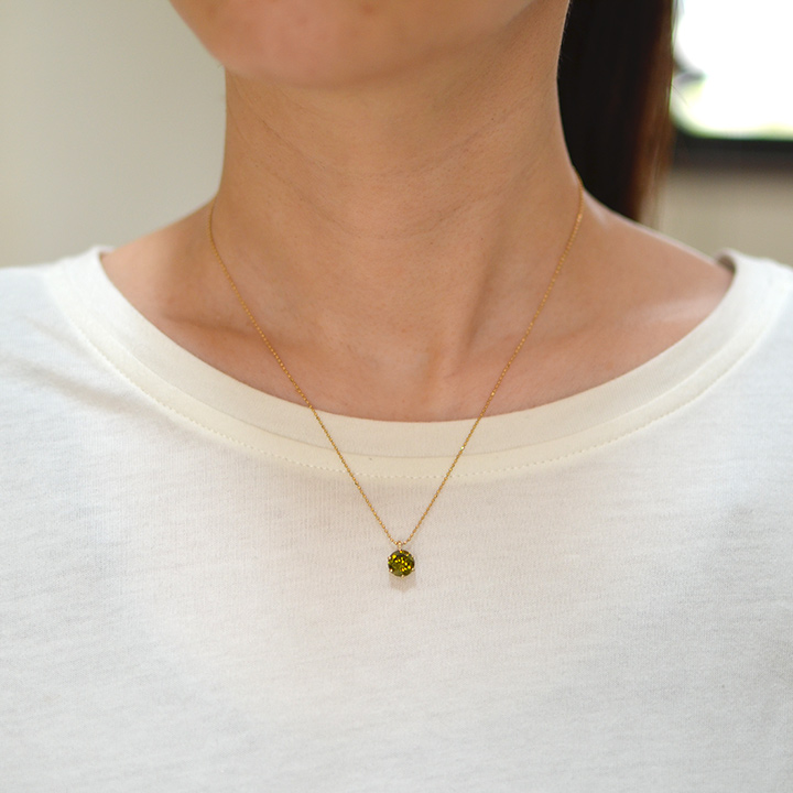 umu -アム- FINE JEWELRY STUIDIOオリーブカラー キュービックジルコニア ペンダントトップpn0691_i2.jpg