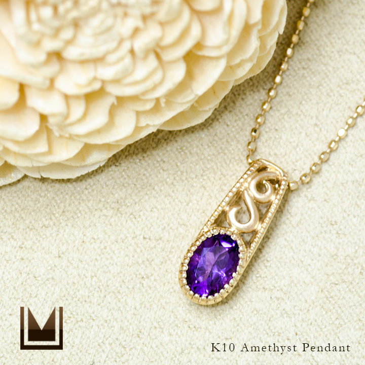 umu -アム- FINE JEWELRY STUIDIOK10 アメシスト アイビーモチーフ ペンダントトップ 「berso」pn0706_1.jpg