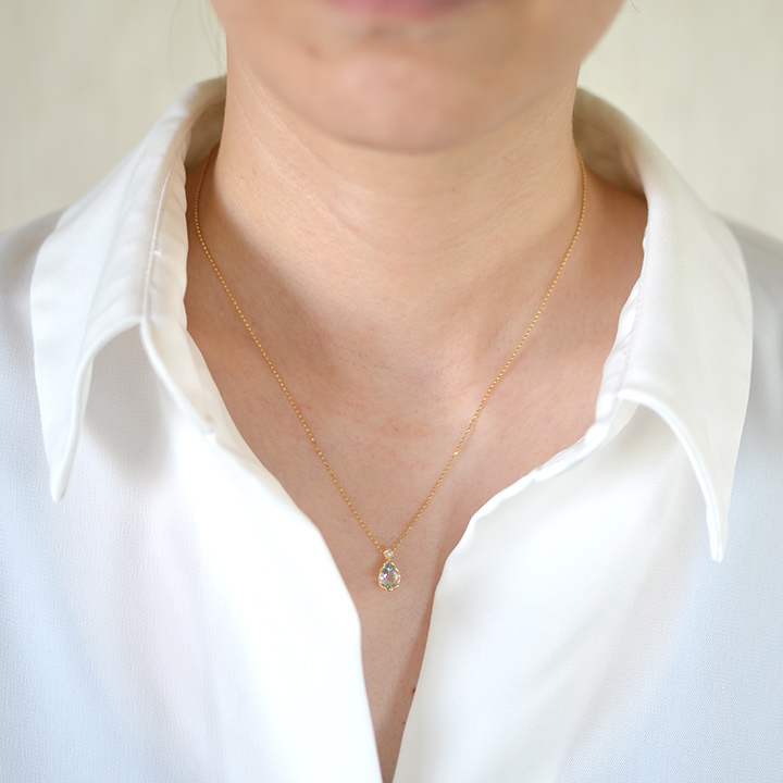 umu -アム- FINE JEWELRY STUIDIOK18 アクアマリン ダイヤモンド ペンダントトップ 「goccia」pn0714_i2.jpg