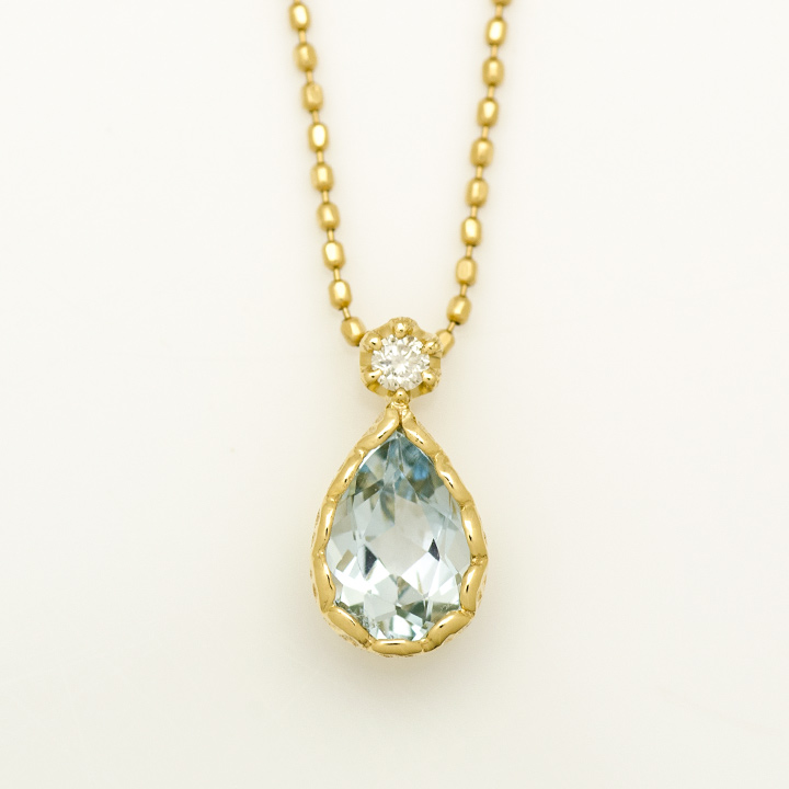 umu -アム- FINE JEWELRY STUIDIOK18 アクアマリン ダイヤモンド ペンダントトップ 「goccia」pn0714_m.jpg