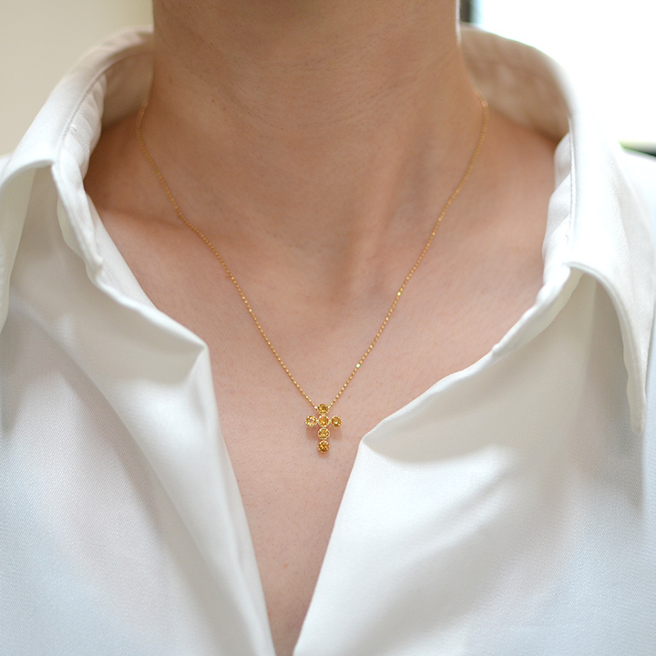 umu -アム- FINE JEWELRY STUIDIOK18 シトリン クロスモチーフ ペンダントトップ 「dolce」pn0716_i2.jpg