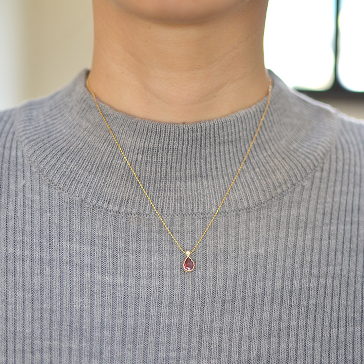 umu -アム- FINE JEWELRY STUIDIOK10 ロードライトガーネット ダイヤモンド ペントップ 「goccia」pn0740_i2.jpg