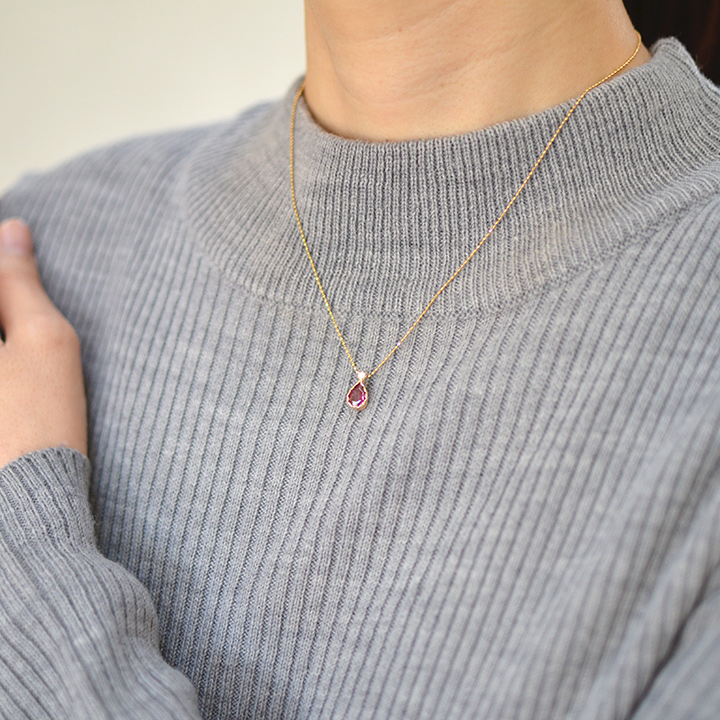 umu -アム- FINE JEWELRY STUIDIOK10 ロードライトガーネット ダイヤモンド ペントップ 「goccia」pn0740_i3.jpg