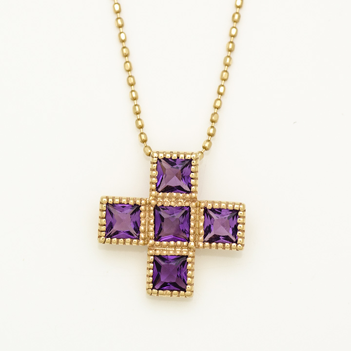 umu -アム- FINE JEWELRY STUIDIOK10 アメシスト クロスモチーフ ペンダントトップ 「tin」pn0742_m.jpg