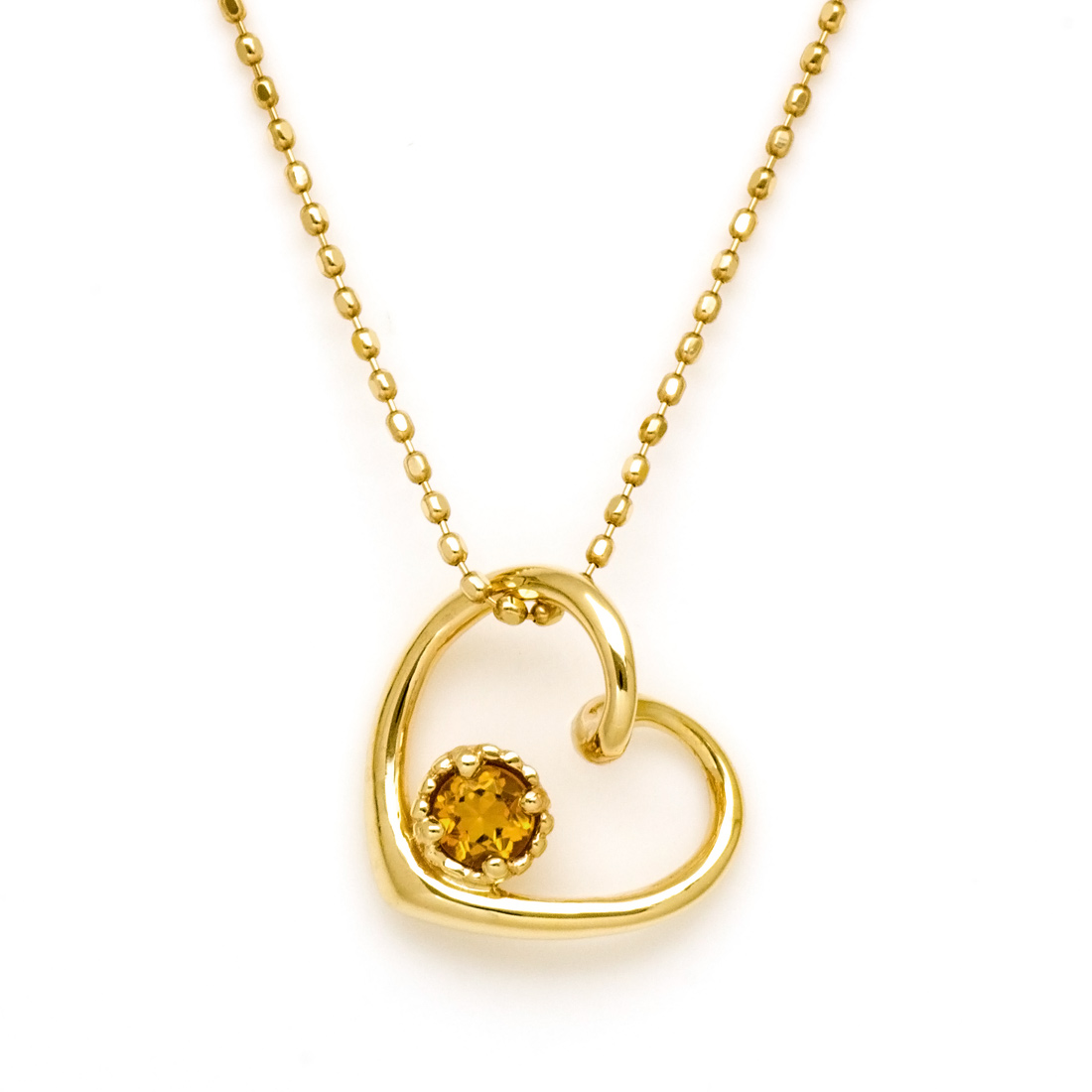 umu -アム- FINE JEWELRY STUIDIOK10 シトリン オープンハート ペンダントトップ 「molla」pn0744.jpg