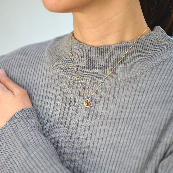 umu -アム- FINE JEWELRY STUIDIOK10 シトリン オープンハート ペンダントトップ 「molla」pn0744_i3.jpg