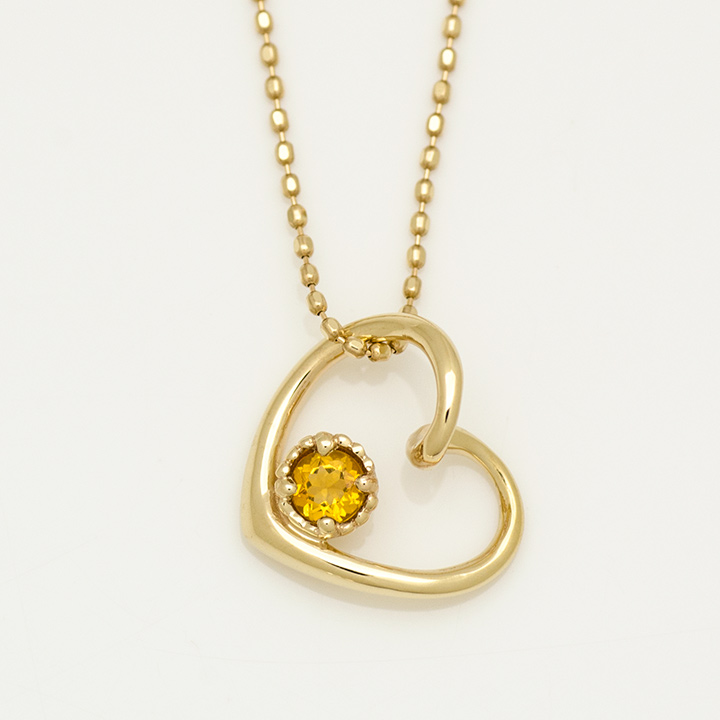 umu -アム- FINE JEWELRY STUIDIOK10 シトリン オープンハート ペンダントトップ 「molla」pn0744_m.jpg