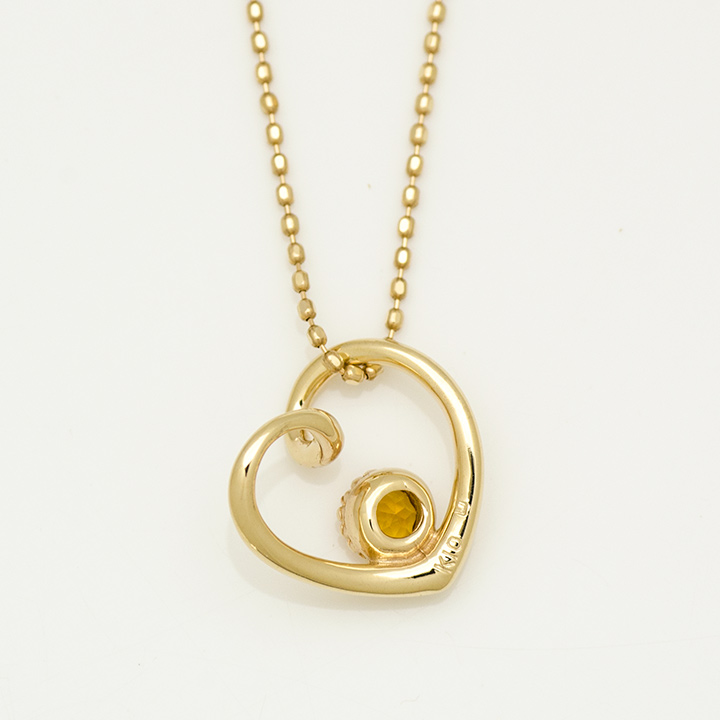 umu -アム- FINE JEWELRY STUIDIOK10 シトリン オープンハート ペンダントトップ 「molla」pn0744_u.jpg