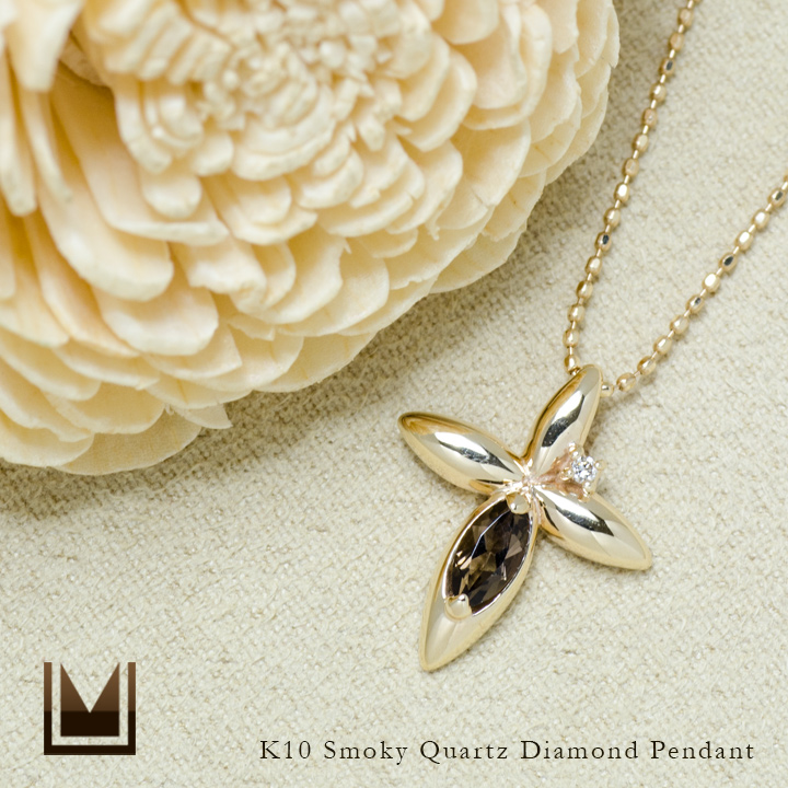 umu -アム- FINE JEWELRY STUIDIOK10 スモーキークォーツ ダイヤモンド クロス ペンダントトップpn0747_1.jpg