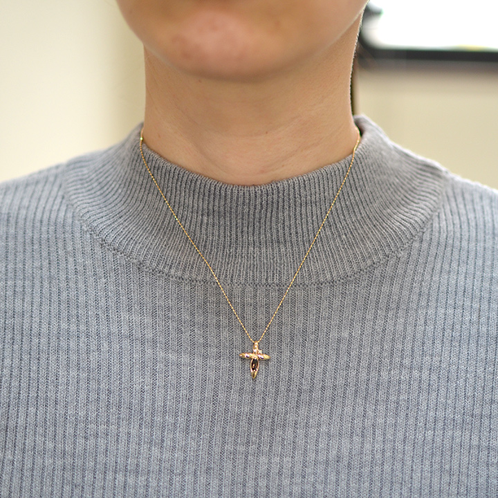 umu -アム- FINE JEWELRY STUIDIOK10 スモーキークォーツ ダイヤモンド クロス ペンダントトップpn0747_i2.jpg