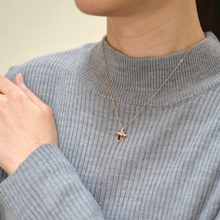 umu -アム- FINE JEWELRY STUIDIOK10 スモーキークォーツ ダイヤモンド クロス ペンダントトップpn0747_i3.jpg