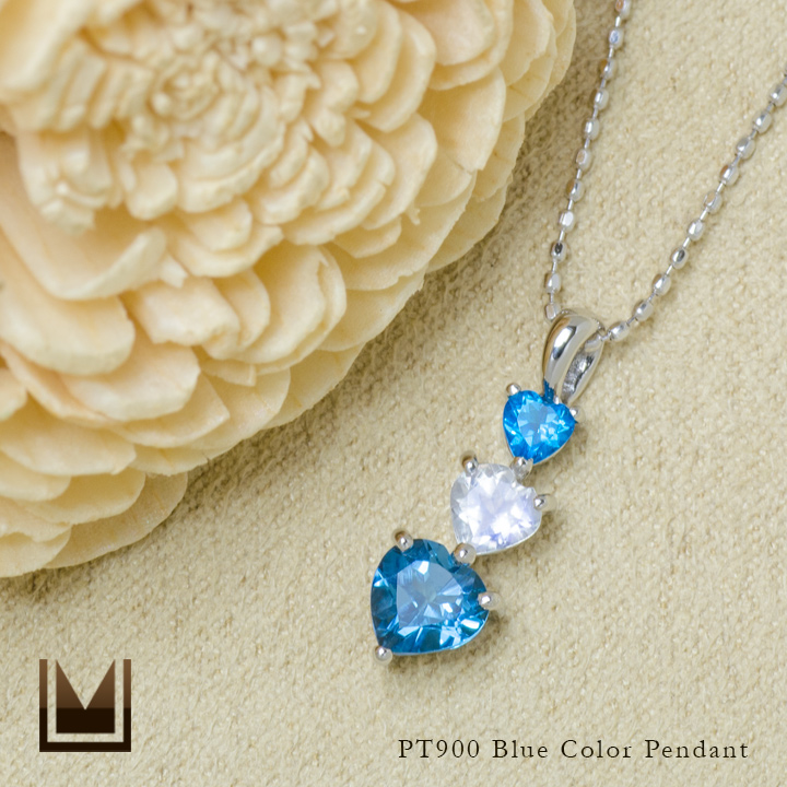 umu -アム- FINE JEWELRY STUIDIOPT900 ブルーカラー ハート ペンダントトップpn0776_1.jpg