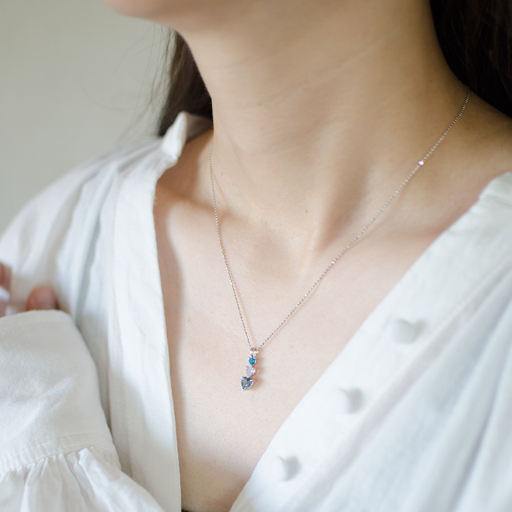 umu -アム- FINE JEWELRY STUIDIOPT900 ブルーカラー ハート ペンダントトップpn0776_i3.jpg