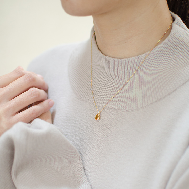 umu -アム- FINE JEWELRY STUIDIOK18 シトリン ダイヤモンド ペントップ 「goccia」pn0785_i3.jpg