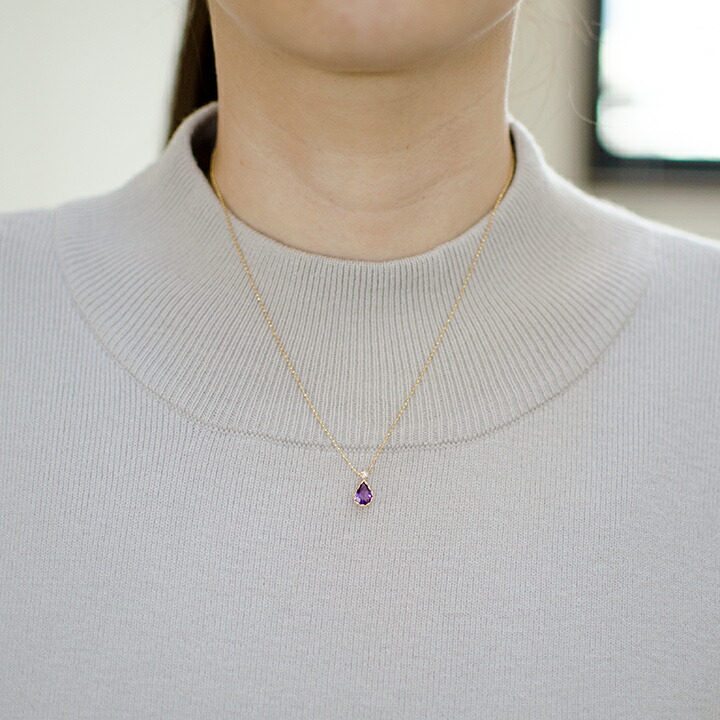 umu -アム- FINE JEWELRY STUIDIOアメシスト ダイヤモンド ペンダントトップ 「goccia」pn0797_i2.jpg