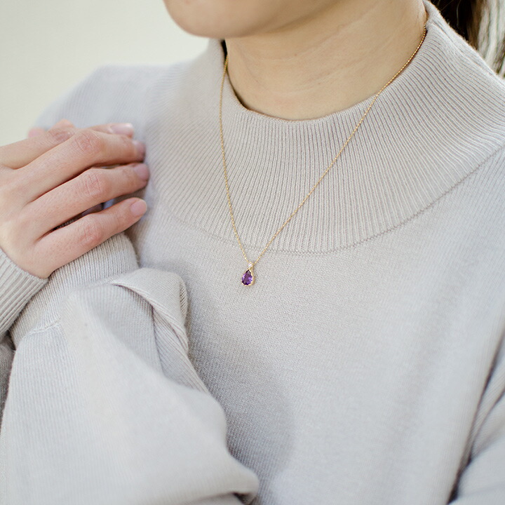 umu -アム- FINE JEWELRY STUIDIOアメシスト ダイヤモンド ペンダントトップ 「goccia」pn0797_i3.jpg