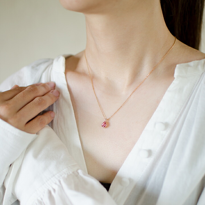umu -アム- FINE JEWELRY STUIDIOピンクトルマリン ダイヤモンド ペンダントトップ 「goccia」pn0826_i3.jpg