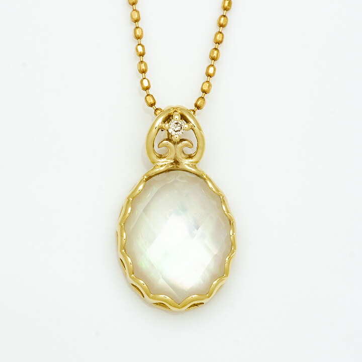 umu -アム- FINE JEWELRY STUIDIOホワイトシェル＆クリスタル ダイヤモンド ペントップ 「doma」pn0830_m.jpg