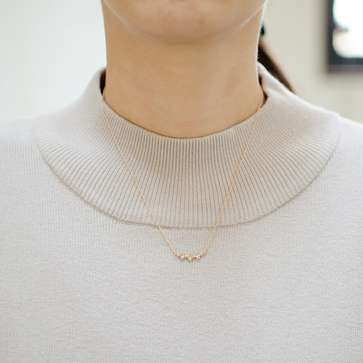 K18 シャンパンガーネット ダイヤモンド ネックレス 「stellato