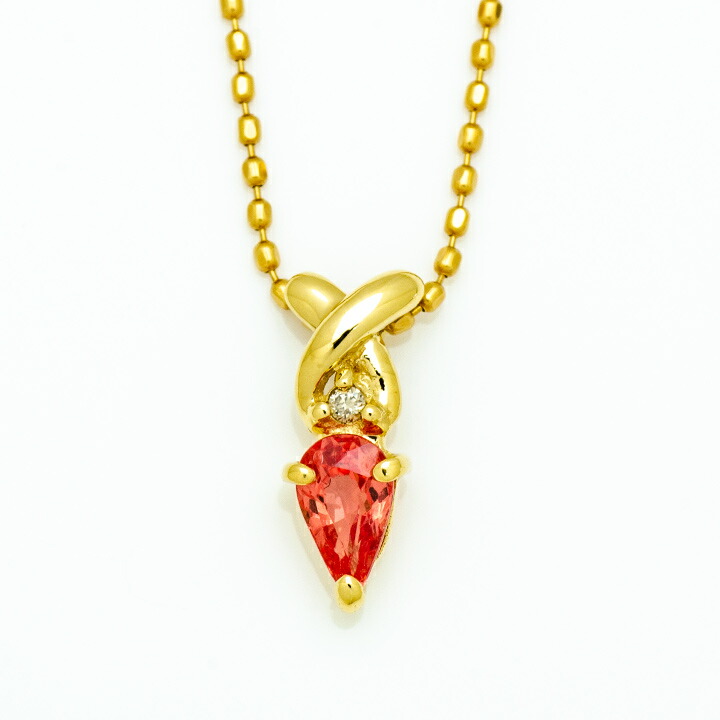 umu -アム- FINE JEWELRY STUIDIOピンキッシュオレンジサファイア ダイヤ ペンダントトップpn0860_m.jpg